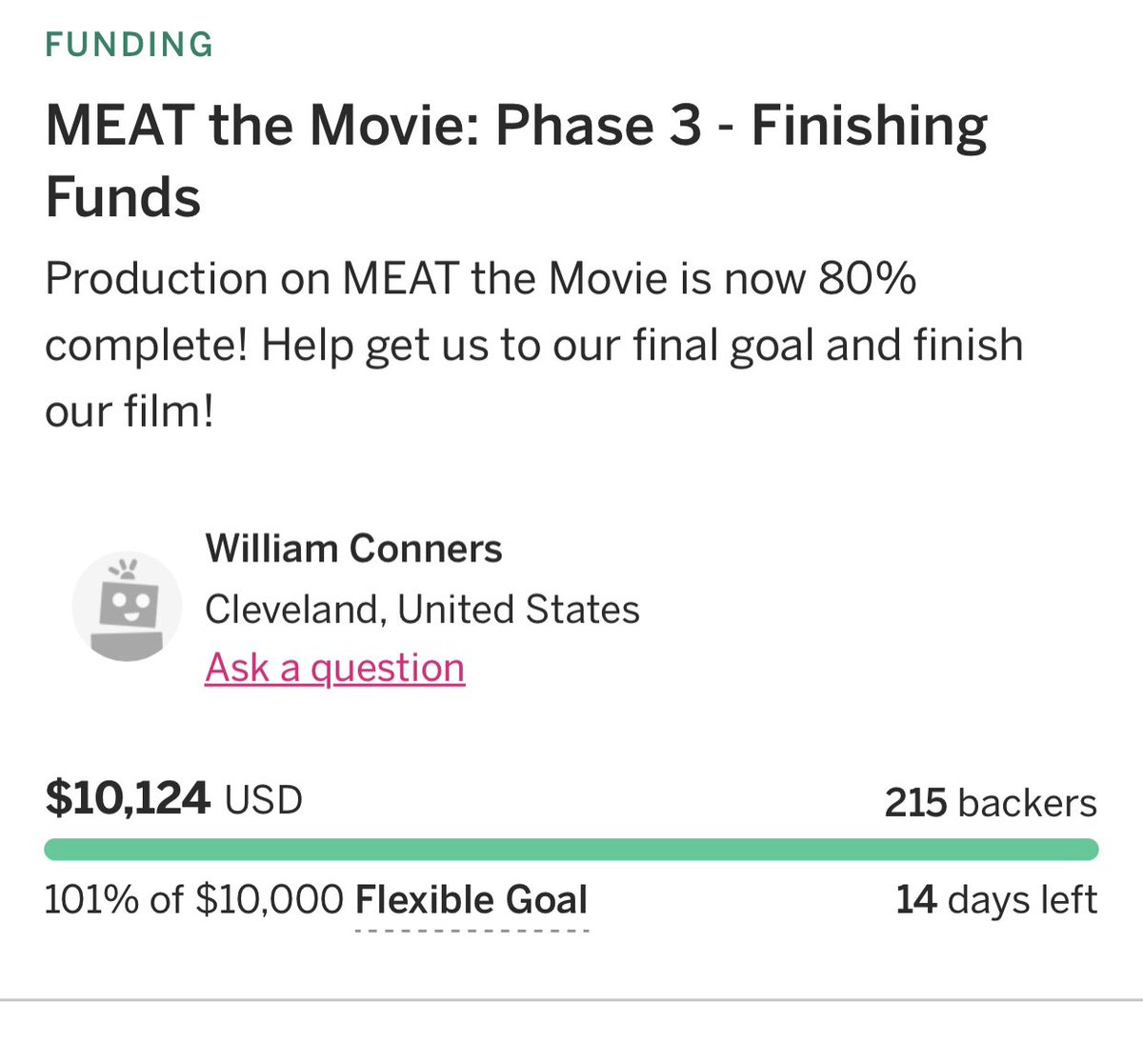 Holy. SHIT.
We did it!!!
@MeatHorrorMovie Phase 3 @Indiegogo campaign just surpassed 100%! If that isn’t worth celebrating, I don’t know what is! We have two weeks remaining to take this thing as far as we can go! Why stop now?!
#IndieGoGo #MEATtheMovie #LGBTQ #crowdfunding #gay