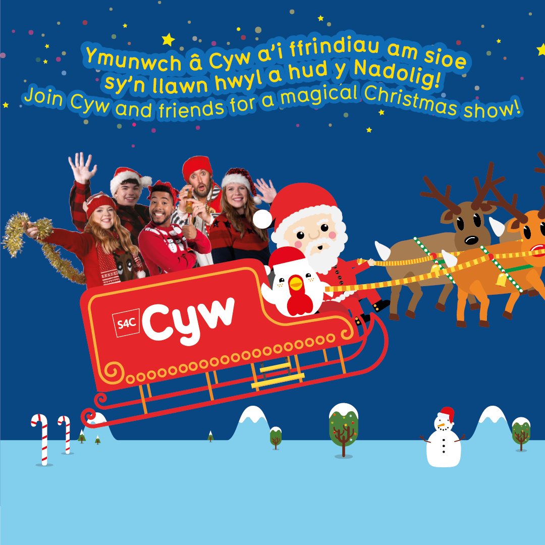 criwCYW's tweet photo. 🎄Cyw and the Crew are on a special trip this Christmas... get ready to book your ticket to the Cyw Christmas Show! 🎅
❄️Tickets for our shows in Cardiff, Llanelli, Caernarfon, Newtown and Wrexham will go on sale Friday at 10am ☃️
👉 More details https://t.co/ySBDwa2vam https://t.co/AnWowUymuO
