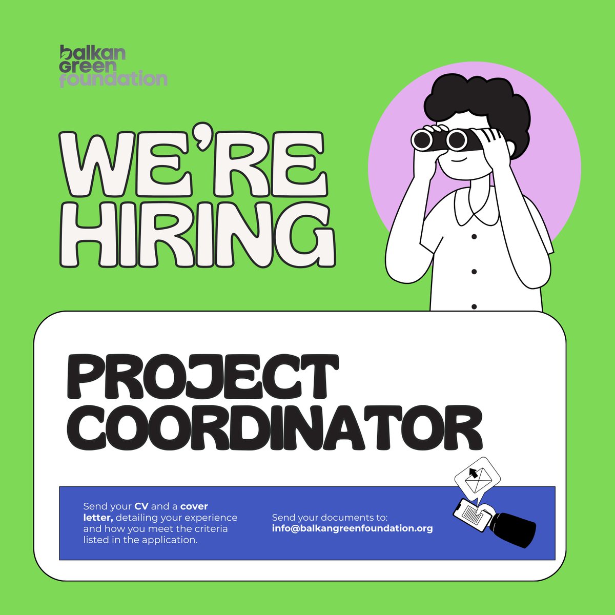 📢 #BGF is hiring! We are looking for (1) Project Coordinator to join our team. 

 📅 The closing date for application is October 27, 2023. 👉 For more details, click the link: bit.ly/48VRQQZ