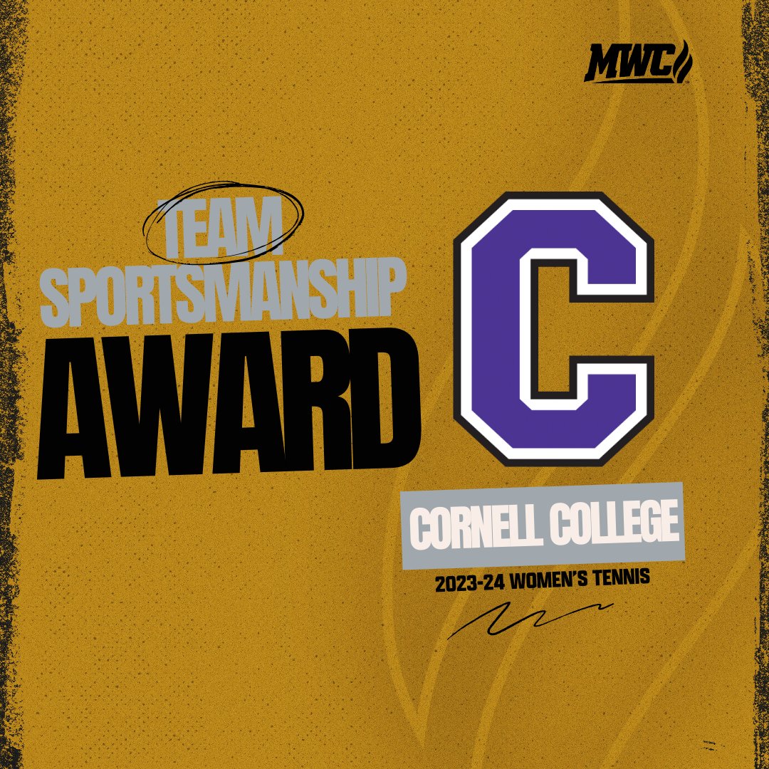 Congratulations to Cornell College! The Rams received the 2023-24 MWC Women's Tennis Team Sportsmanship Award! @CornellRams