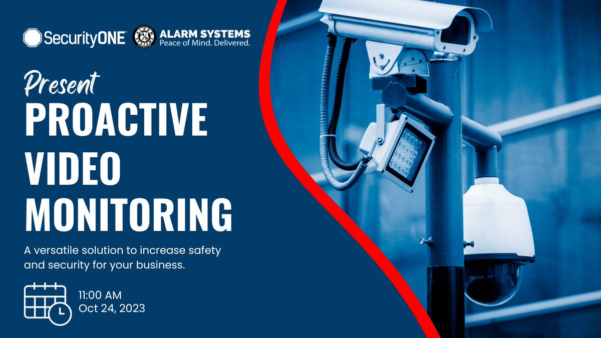 Alarm Systems (@alarmsystems) on Twitter photo Remote Video Monitoring transforms your camera system from a reactive to a proactive security solution. Join us for an informative 30-minute webinar to learn how this tool can benefit your business. Save your spot: alarmsys.com/techtalks Remote Video Monitoring transforms your camera system from a reactive to a proactive security solution. Join us for an informative 30-minute webinar to learn how this tool can benefit your business. Save your spot: alarmsys.com/techtalks