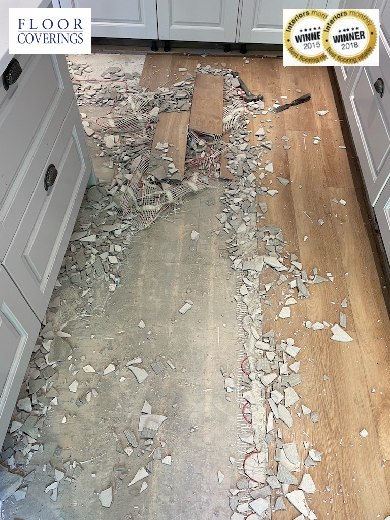 We certainly got to work renovating this kitchen, pulling up the old LVT and smashing up the screed so that we can put new screed down to get a nice smooth base.  Then we got to work with installing Amtico Spacia in a herringbone design.  Super transformation #kitchen #flooring