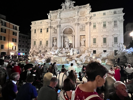 The Trevi Fountain in Rome at 11pm