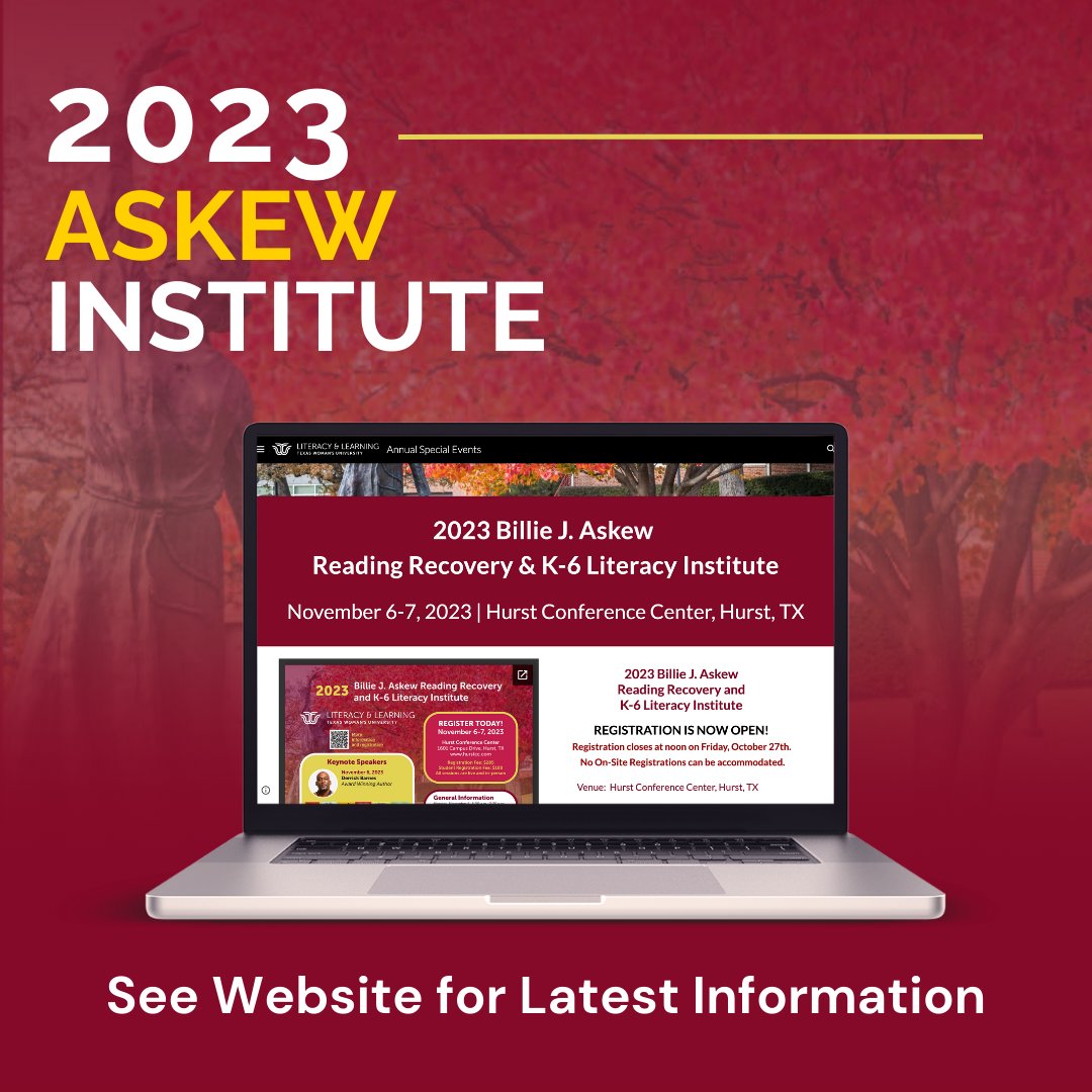 The Askew Institute has an incredible lineup of literacy experts leading sessions. Register now to attend: bit.ly/Askew23 #AskewInstitute #TeacherLeader