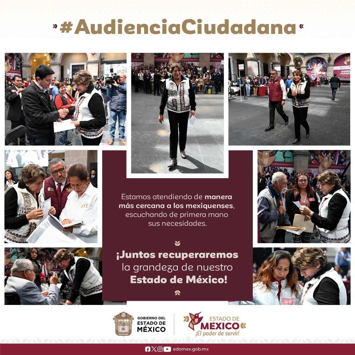Edomex's tweet photo. #ElPoderDeServir | A través de las audiencias ciudadanas, la Gobernadora @delfinagomeza avanza significativamente hacia la transformación de nuestra entidad, dándole voz al pueblo y devolviéndole el poder que por tanto tiempo le fue negado.

#AudienciaCiudadana https://t.co/8FdWrOSyWX