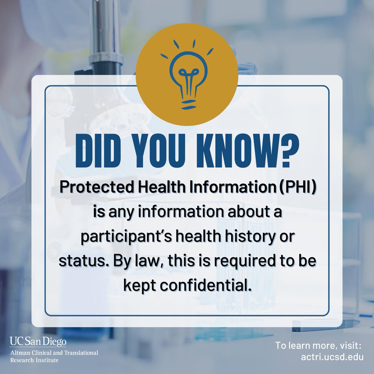 ucsdactri's tweet photo. 🔍 Our #GlossarySeries helps you understand key research terms.
📋 Protected health information (PHI) in the U.S. covers health data linked to individuals.
🔗 Explore more research terms, like #ProtectedHealthInformation, in our Clinical Trial Glossary: https://t.co/EZYrshmIef https://t.co/vPAfbAUrwq