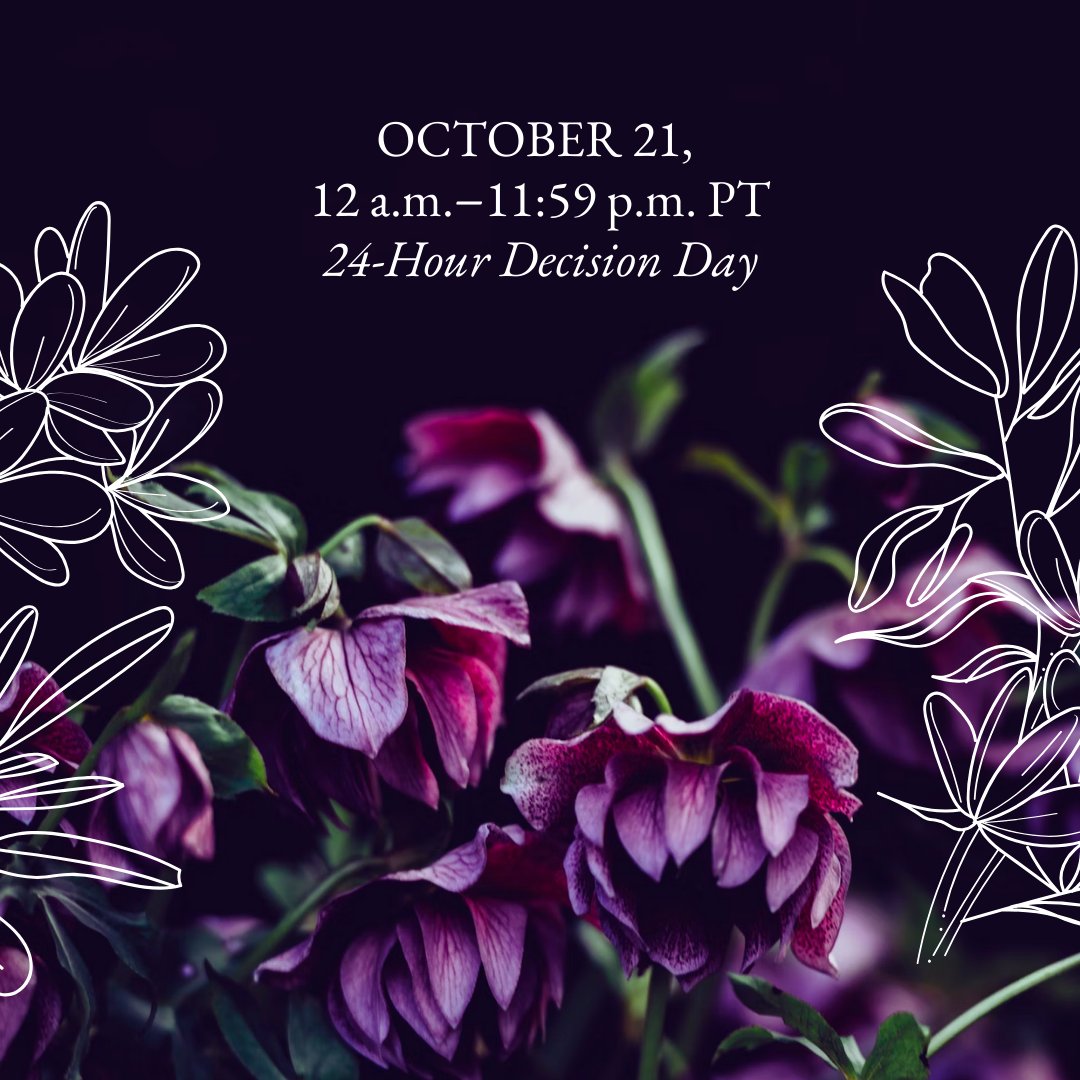 Aster Lit will be having a 24-hour response event THIS SATURDAY, October 21st!! Submit between 12 a.m. and  11:59 p.m. PACIFIC TIME to receive a response within 24 hours—complete submission guidelines are in link in bio. We look forward to reading your submissions 🌌🌟