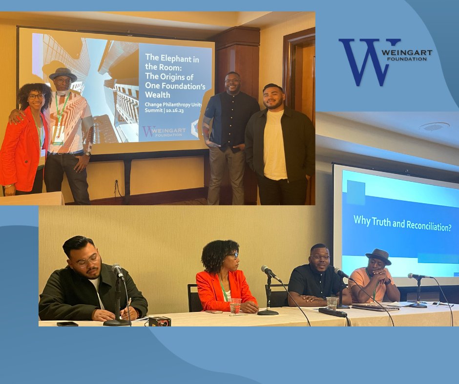 Weingart_Fnd's tweet image. Our interim CEO Joanna Jackson, board member
@MichaelDTubbs, partner Pete White, ED of
@LACANetwork, &amp;amp; our program associate Chris Barahona, led a panel about our Truth &amp;amp; Reconciliation Journey as part of the Change Philanthropy Unity Summit. #2023UnitySummit #UNITE4Equity