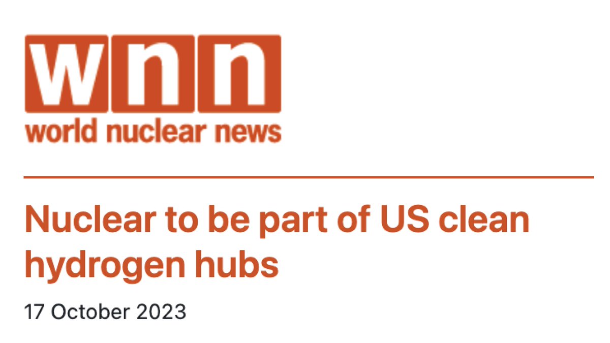 ENERGY's tweet image. Nuclear science, meet clean hydrogen 🤝.  

A number of our newest H2Hubs will tap into nuclear energy &amp;amp; other renewables to accelerate the commercial-scale development of low-cost, clean hydrogen. #NuclearSciWeek 

🔗: world-nuclear-news.org/Articles/Nucle…