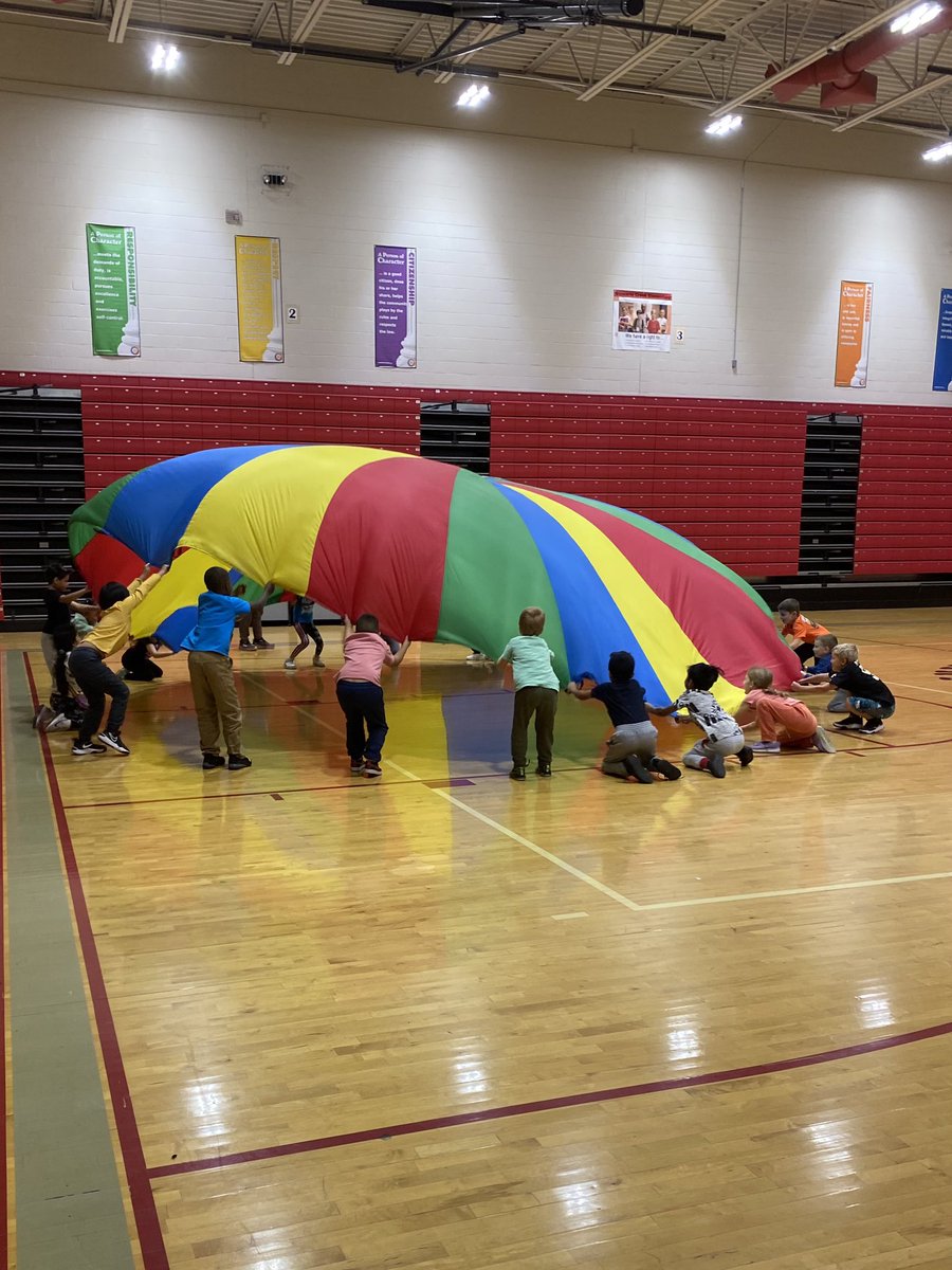 I have loved walking through the gym and seeing all of the parachute excitement this week! I have the best memories of playing with the parachute in elementary school! <a href="/PhysEdSCE/">SCE PhysEd</a>