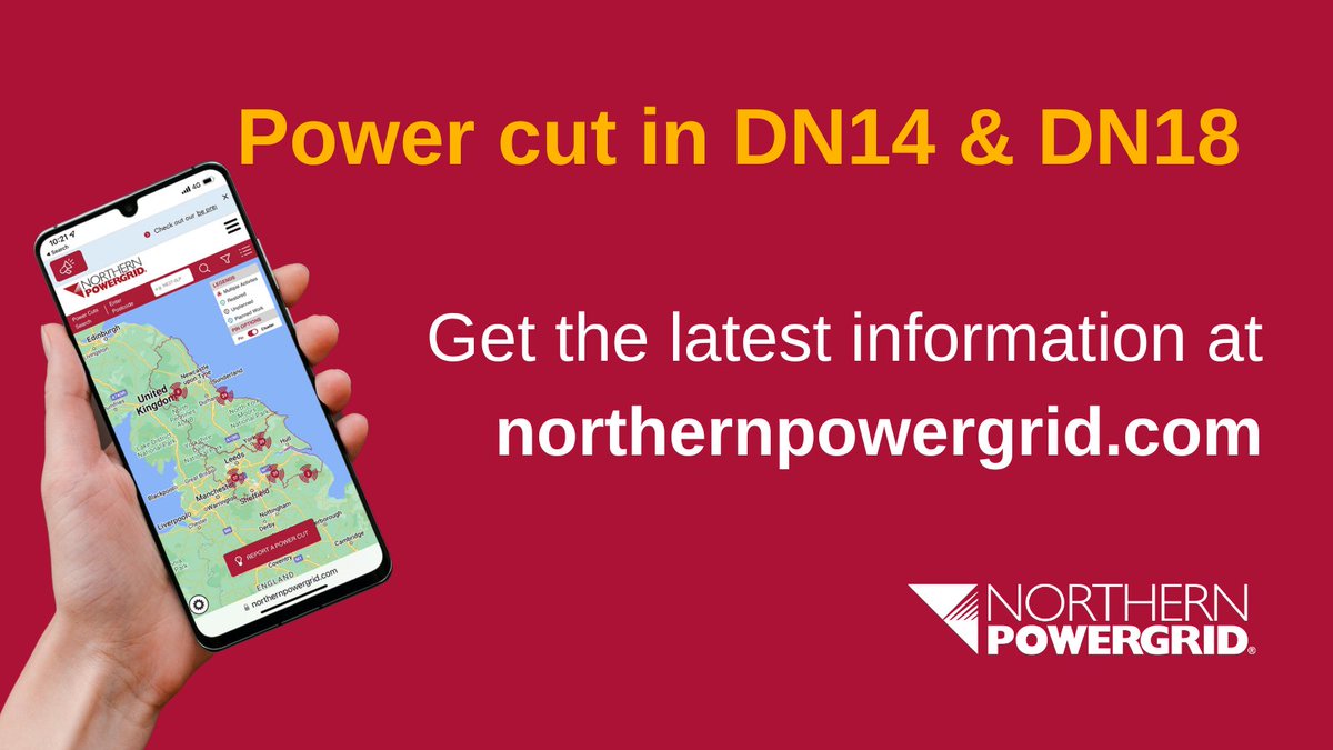 Northpowergrid's tweet image. #Powercut in #DN14 and #DN18 affecting 2780 customers. #TeamPowergrid are working hard to restore power and estimate to have all customers restored by 10.30pm. Report your power cut online to be kept updated at northernpowergrid.com/power-cuts-map.