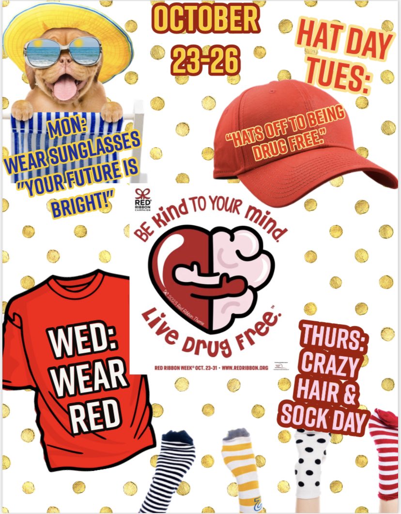 Roberto Clemente Middle School (@rcms_ocps) on Twitter photo Next week: Monday, 10/23- Thursday, 10/26, we will be celebrating Red Ribbon Week with a spirit week plus meaningful activities each day during the lunches. 🐆❤️✨ <a href="/redribbonweek/">Red Ribbon</a> <a href="/Agudo_OCPS/">Principal Agudo-OCPS</a> <a href="/OCPSnews/">ocpsnews</a> Next week: Monday, 10/23- Thursday, 10/26, we will be celebrating Red Ribbon Week with a spirit week plus meaningful activities each day during the lunches. 🐆❤️✨ <a href="/redribbonweek/">Red Ribbon</a> <a href="/Agudo_OCPS/">Principal Agudo-OCPS</a> <a href="/OCPSnews/">ocpsnews</a>
