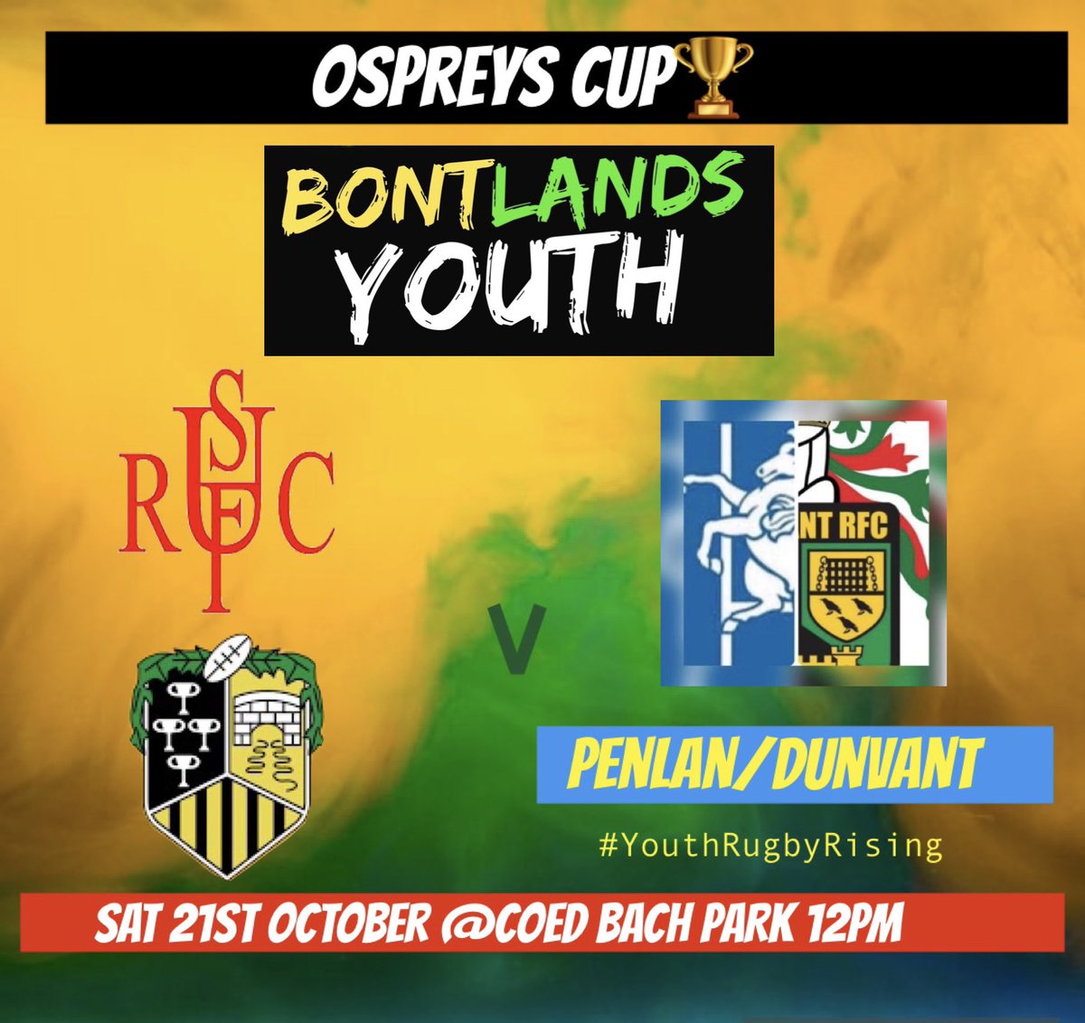 Next round of the Osprey Cup for Bontlands (Pontarddulais/Swansea Uplands) youth V Penlan/Dunvant Youth
<a href="/Geth_prop/">Gethin Robinson</a> <a href="/UplandsRFC/">Swansea Uplands RFC</a> <a href="/bontrfc/">pontarddulaisrfc⚫🟡⚫🟡</a> <a href="/ospreys/">Ospreys</a> #youthrugbyrising
