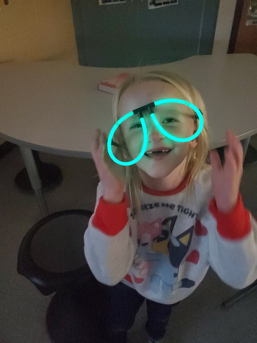 SURPRISE! My first graders earned a special reward for GLOWING behavior! We wore glow glasses and did math in the dark! ➕️➖️ #OakFlatProud #BSSDProud