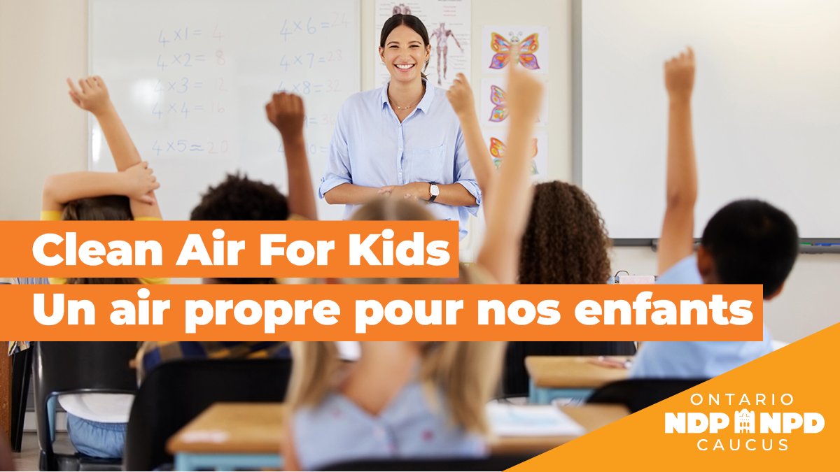 Tune into our Facebook tomorrow morning at 9:30am for the announcement of a new piece of legislation that, if adopted, works to ensure air quality in schools and childcare spaces.

#onpoli #onted