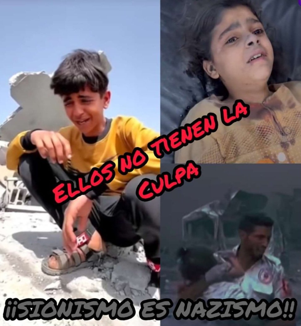 ¿A dónde has ido justicia?
¡Dime si lo sabes,Dios!
Es una genocidio atroz
en la tierra Palestina.
¿Quiénes a bombas destinan
con sentimientos malignos!
¿Quién asesina a los niños?
¡Cuánta barbarie! ¡Qué horror!
¡El Diablo mismo, señor,
los Nazis del nuevo siglo!
#FreePalestina