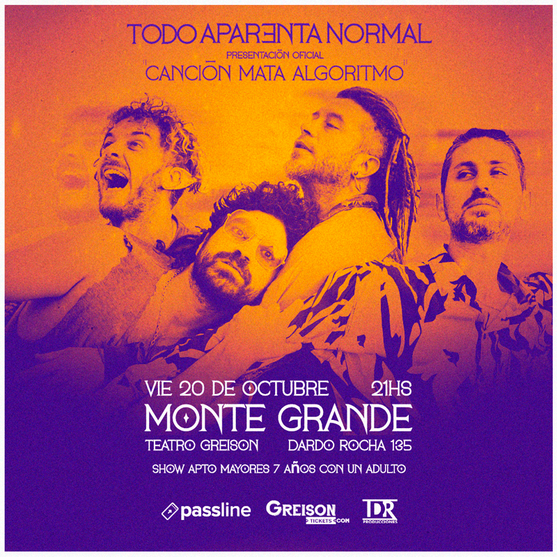 ESTE VIERNES NOS VEMOS EN MONTE GRANDE
por primera vez nos presentaremos en el Teatro Greison
entradas por sistema passline