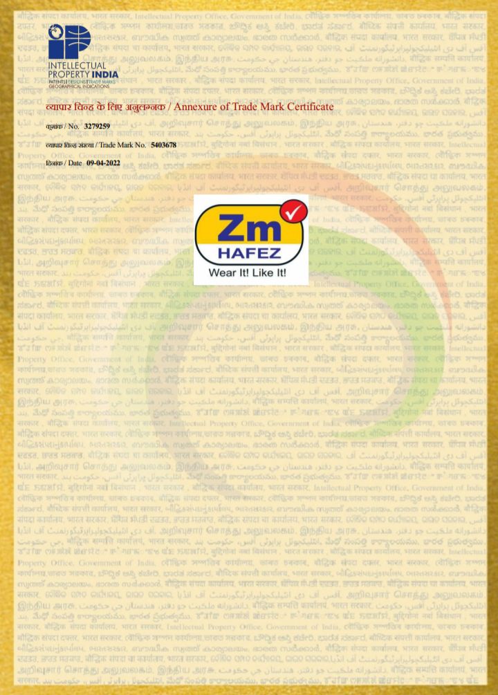 ZmHafez's tweet photo. It is with great pleasure to inform that ZM HAFEZ has now received the recognition of the Register Trademark from the Govt Of India Intellectual Property.

#ZmHAFEZ #IsrealGazaWar #IPIndia #Gaza #Palestine #Trademark #IntellectualProperty #PalestineIsraelWar #RashmikaMandanna https://t.co/31QMD2oiw3