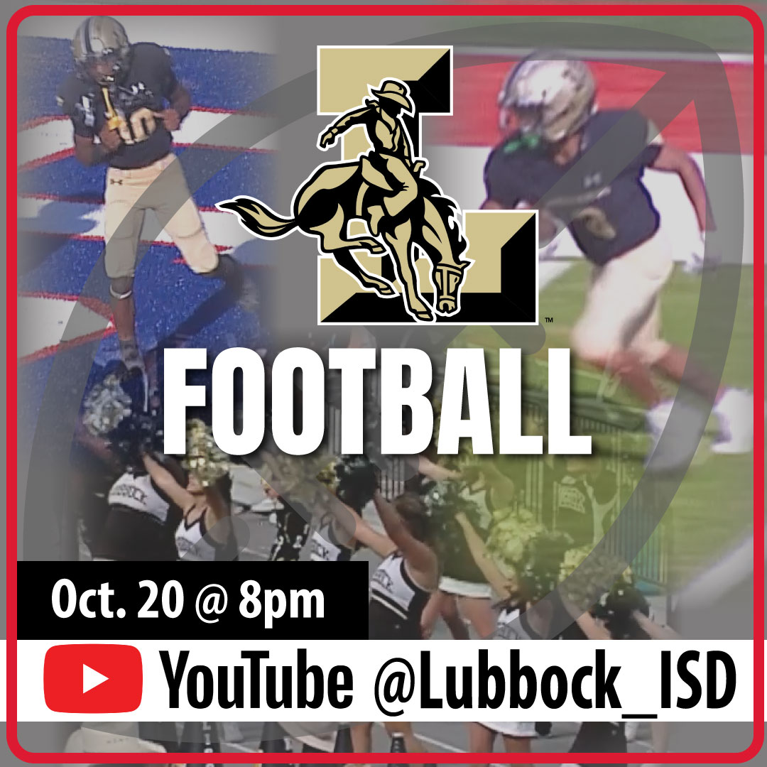 Join us for <a href="/LubbockHSSports/">Lubbock HS Athletics</a> taking on <a href="/wyliebulldogsFB/">Wylie Football</a> this FRIDAY, Oct. 20 at 8pm! It's the second game of our double header at Lowrey Field also featuring <a href="/Coronado_Sports/">Coronado HS Athletics</a> vs. <a href="/AbileneEagleFB/">Abilene Eagle Football</a> starting at 4pm. #WeAreLubbockISD

Where to watch: youtube.com/@Lubbock_ISD