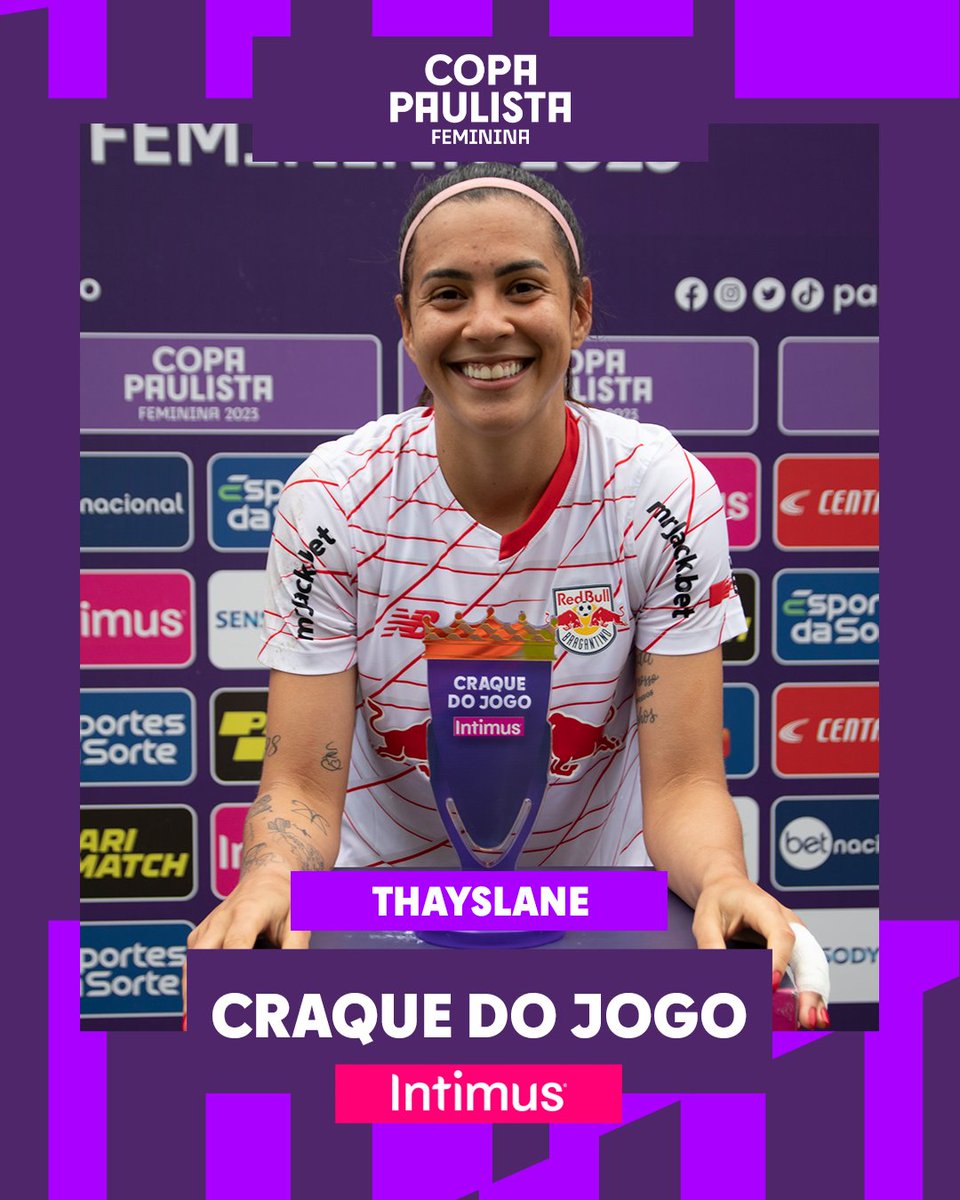 PaulistaoFem's tweet photo. CRAQUE DO MASSA BRUTA!
Thayslane marcou 2 gols e foi eleita nossa Craque do Jogo!
#FutebolPaulista #CopaPaulistaFeminina #CraqueDoJogo #Intimus
📷Anderson Romão/Ag. Paulistão/Centauro https://t.co/0ucZXbVbEB