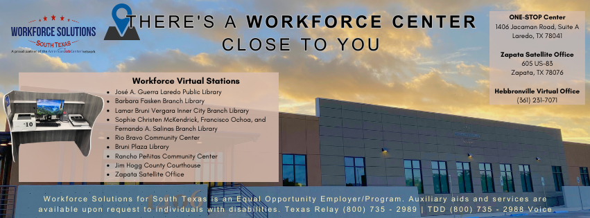 workforcestx's tweet image. &quot;Our Workforce Virtual Stations are live and ready to empower you with essential tools. 🛠️🖥️
🔹 Connect with us in Laredo, Jim Hogg, or Zapata - we&apos;ve got your back! 💪
Explore more here: 👉 southtexasworkforce.org/job-seekers/

#JobSeekers #CommunitySupport #WorkforceResources&quot;