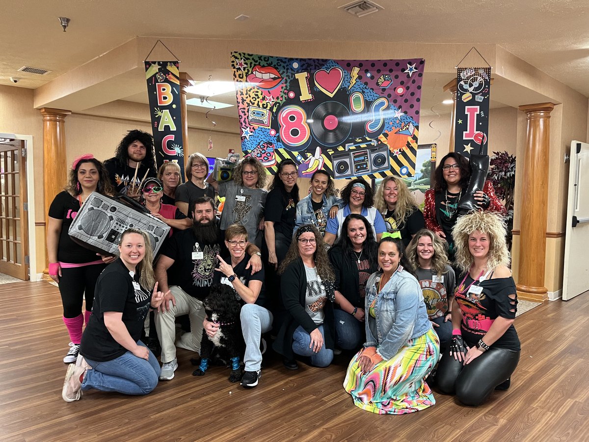 We are kicking it back to the 80's  with our “hair bands.”   How high can you get that hair?  #TrilogyisElectric #TrilogyThemeWeeks #DancingthroughtheDecades