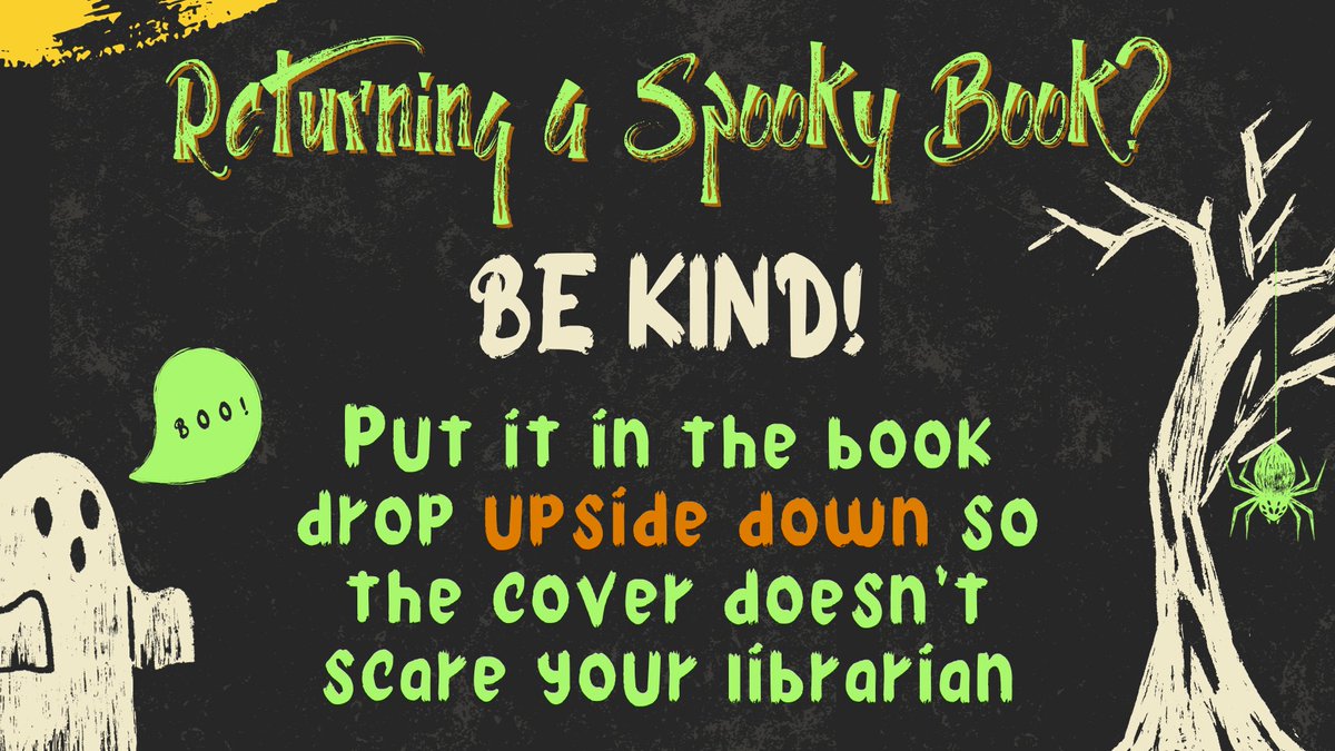 Before leaving town for #AASL23 I put up displays of all the spooky, creepy, and scary books <a href="/HighMeadowsGA/">High Meadows School</a> . Hope they are all checked out before I get back. I am a delicate scaredy cat.
