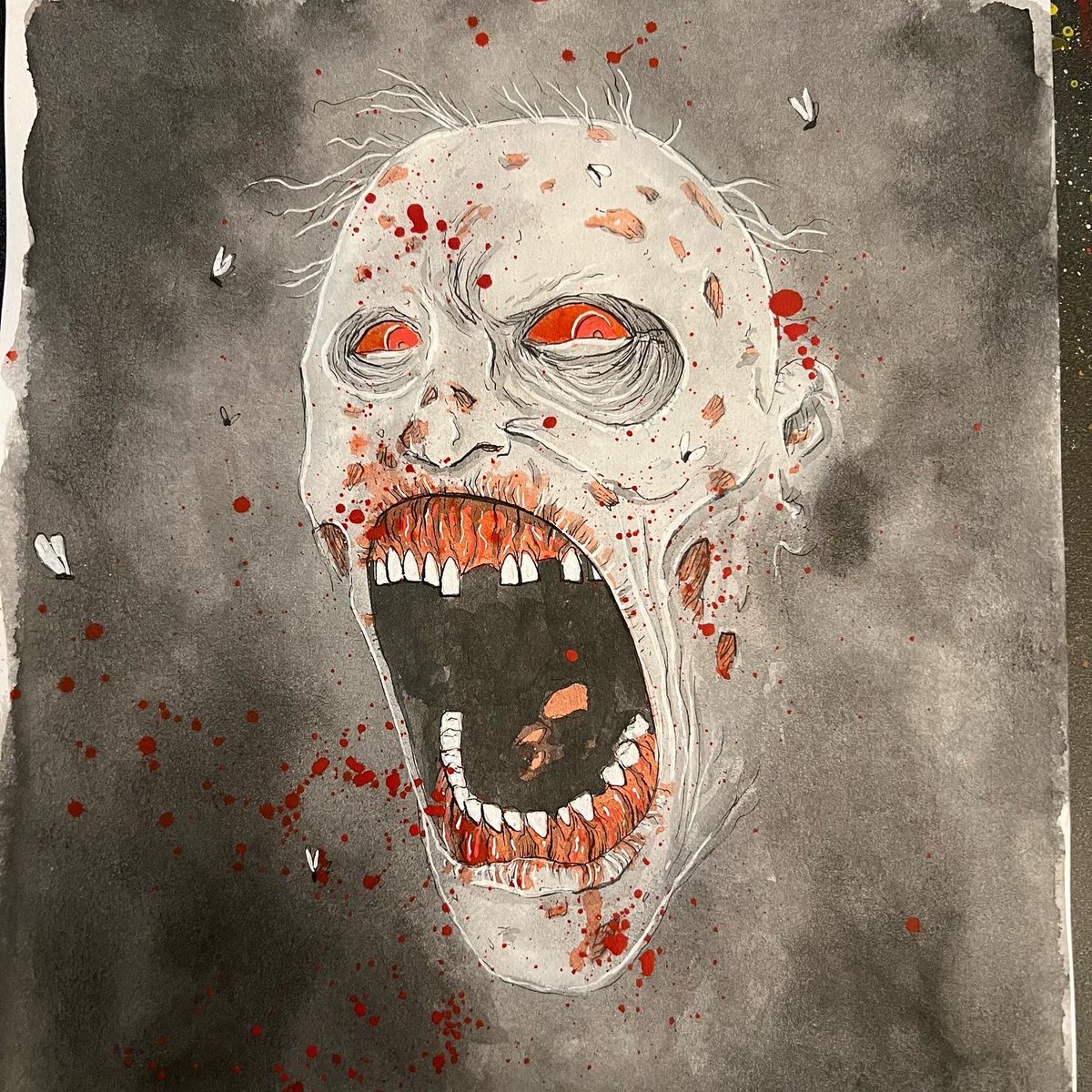 Templesmith's tweet image. Helltober day 18: Zombie

Using this one to just sum up every single zombie movie ever out there. And I count one of the great privileges of my life to be that I once hung out &amp;amp; got to know George Romero. A lovely man. This one’s for you George.

#zombie #helltober #georgeromero