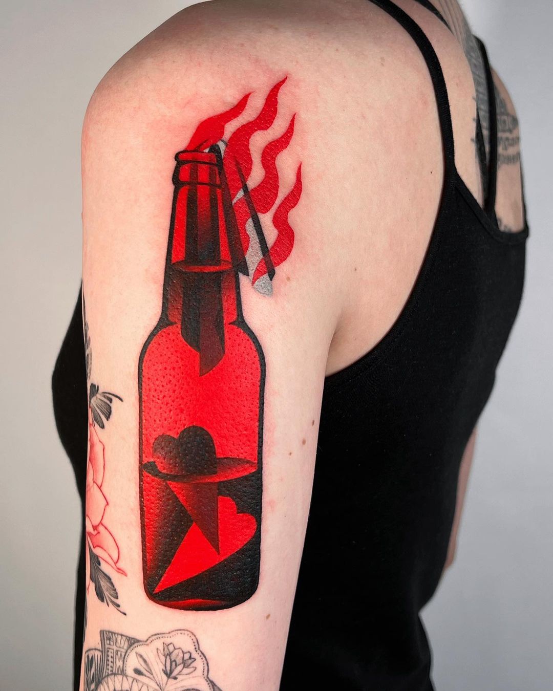 Molotov Cocktail done by Peyton Fannin at The Murder Art Collective,  Lexington KY : r/tattoos