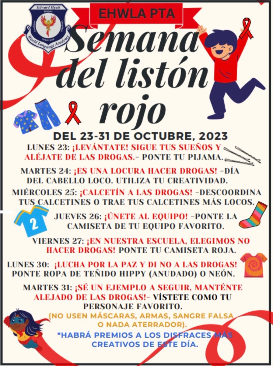 Red Ribbon Week: October 23-31 ❤️

Semana de Listón Rojo: Octubre 23-31 ❣️