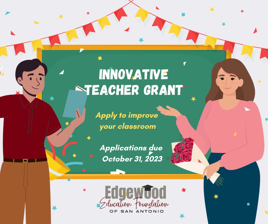 Calling all EISD teachers! Apply for the Foundation's Innovative Teacher Grant for the chance to improve your classroom. Applications are due October 31 end of day. bit.ly/46x9bxW