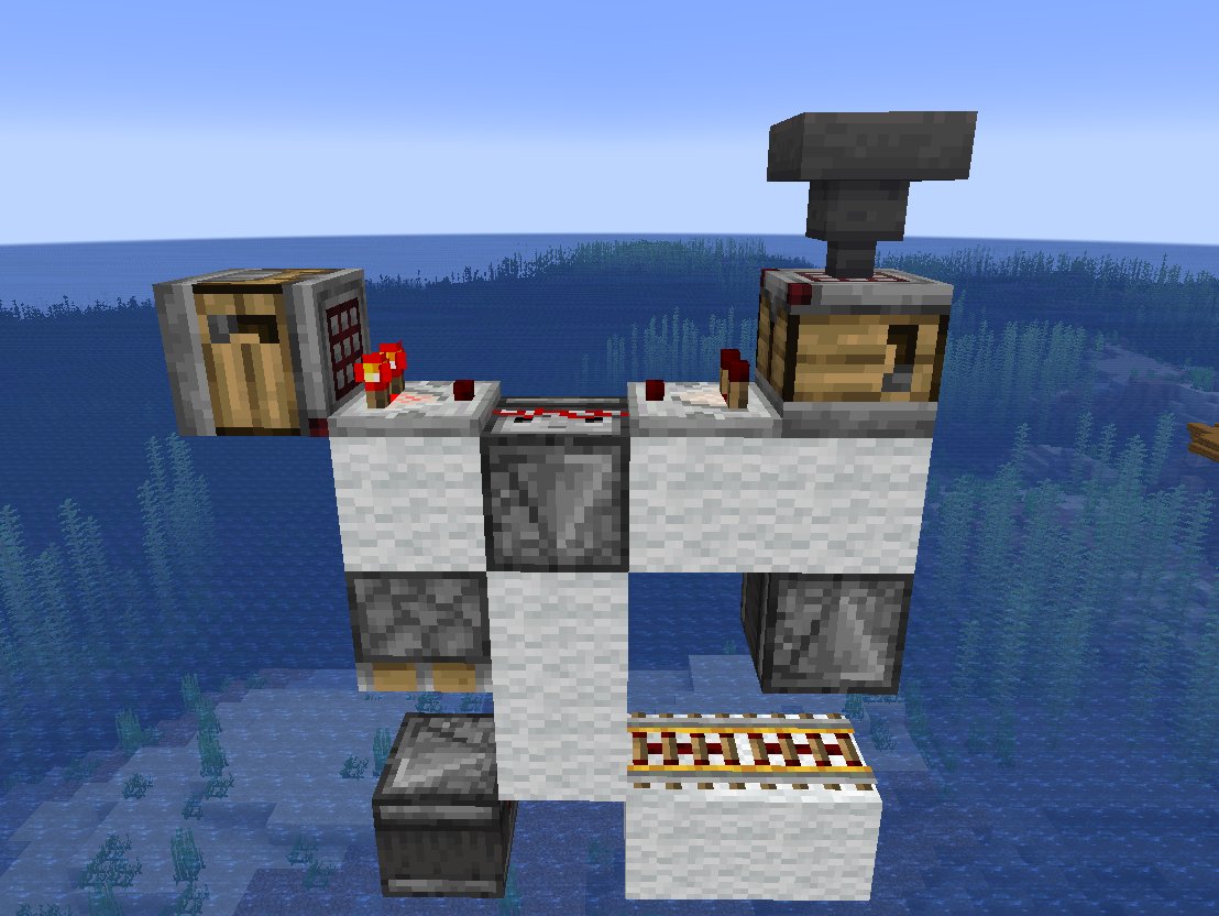 one wide tileable block crafter using the new crafters. 
(crafter on the left has 8 of its 9 slots blocked)