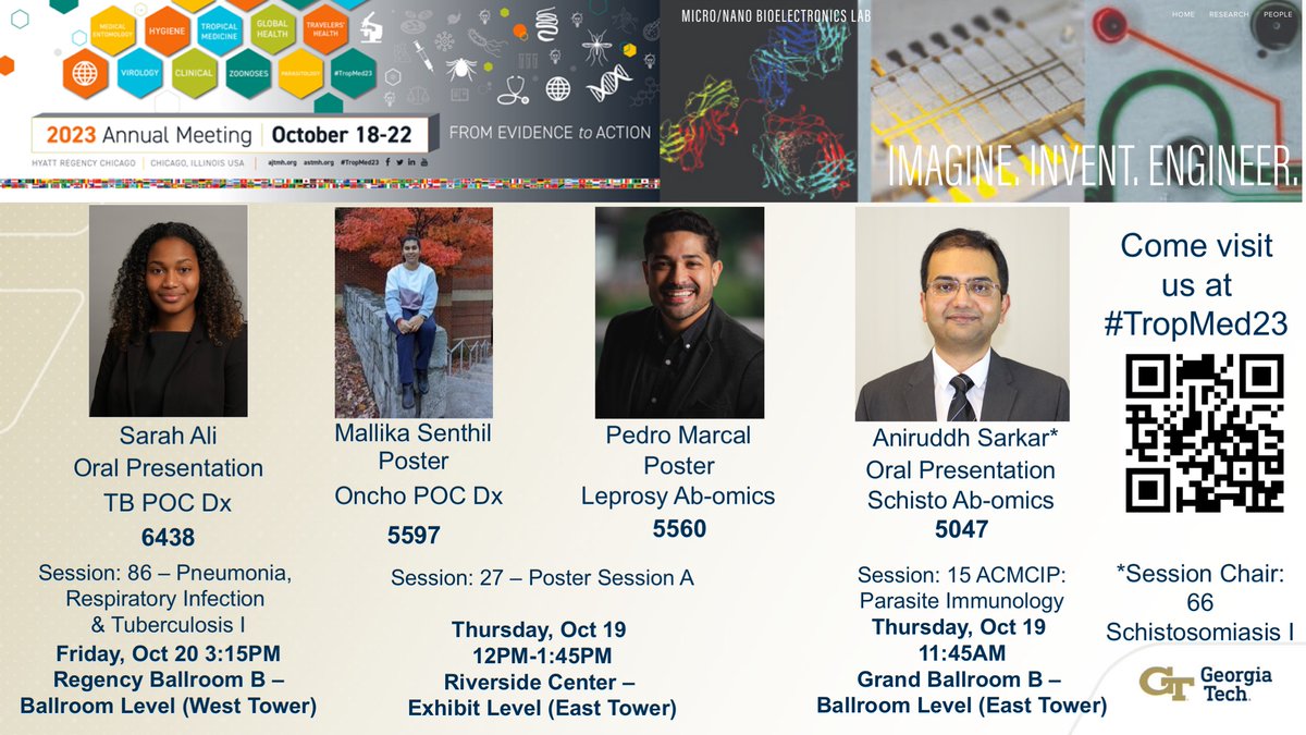 If you're at #TropMed23 come see us at our 2 oral presentations - on TB & Schistosomiasis - or 2 posters - on Onchocerciasis & Leprosy. Updates from collaborative work with @jishnu1729 @Fairley_NTD and collaborators @EmoryUniversity @CDCgov & @UFJF_ Brazil.