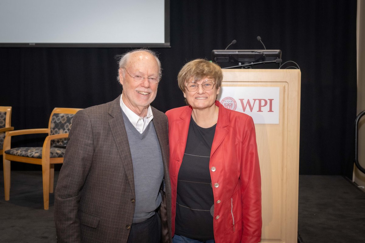 WPI's tweet photo. Incredible day on the WPI campus. Two Nobel Prize winners, Katalin Karikó and Phillip Sharp, addressed attendees of the Nature Conference.
#CrackingTheCode23 @NatureConf @kkariko https://t.co/8jzsYCVo3P