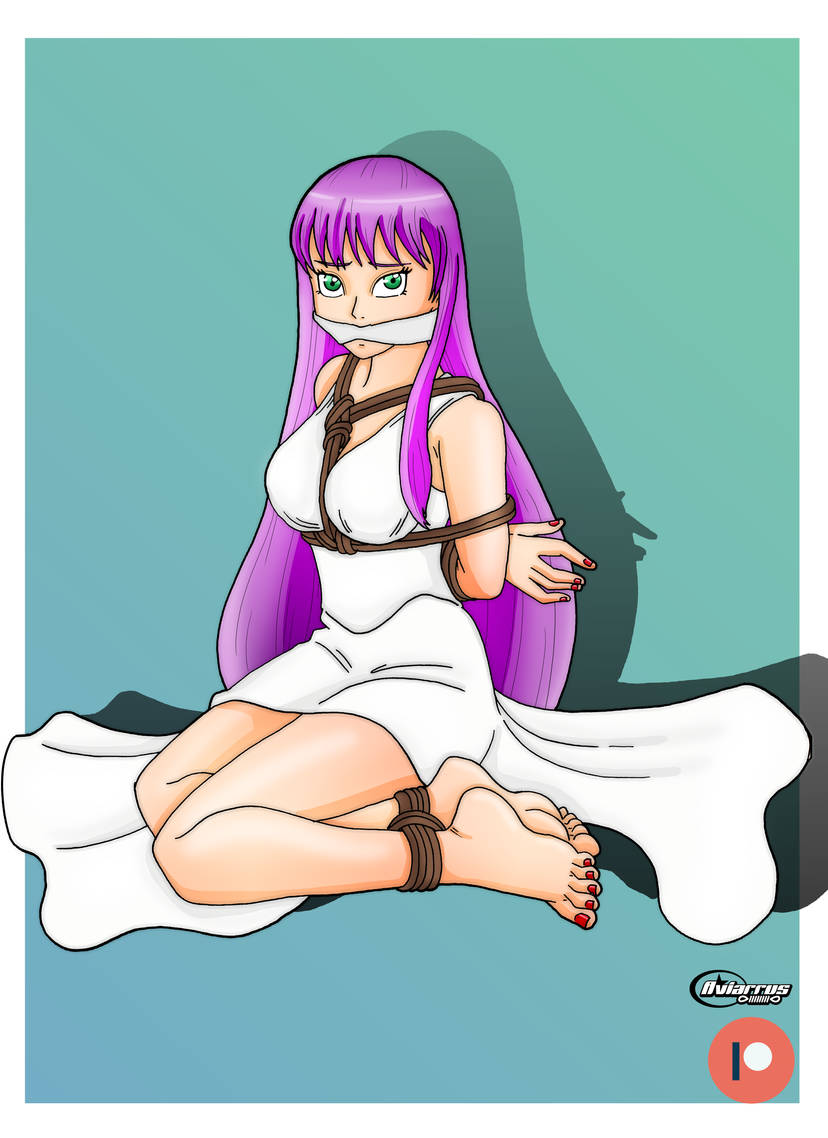 aviarrus's tweet photo. Patron commission Saori #commission #bound #gagged #barefoot #saintseiya #soari https://t.co/w8ta4OyPEZ