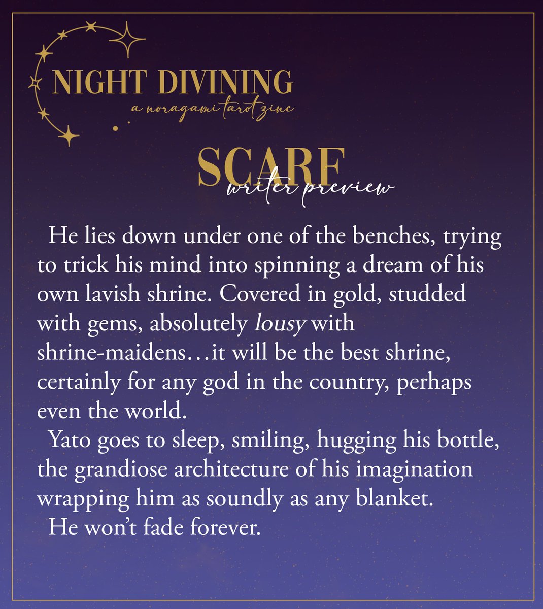 scarftalks's tweet photo. here's a preview of the fic i wrote for @noragamizine about our boy himself. he's so special to me and i loved writing for him 💙

#noragami #noragamitarotzine #noragamizine #zinepreview #ficpreview https://t.co/DLBzUZitOm