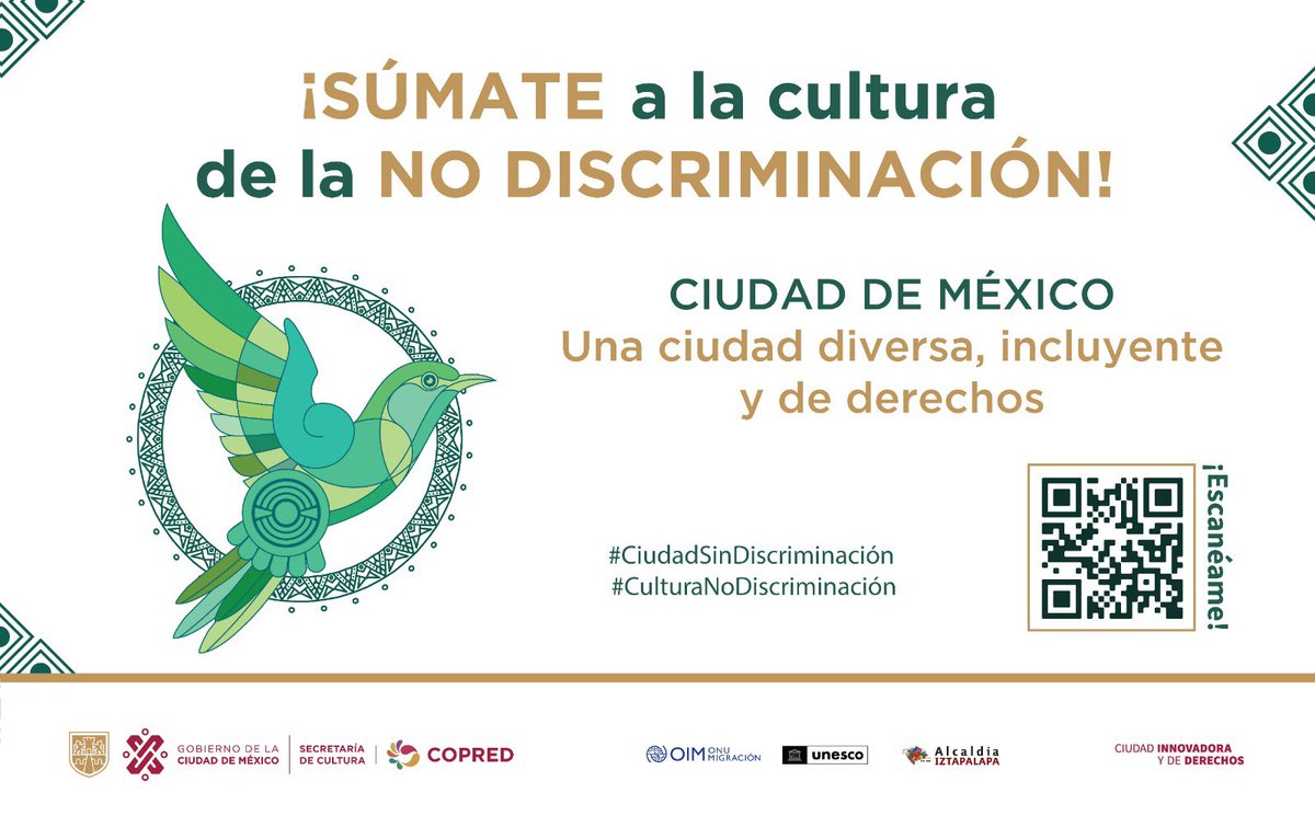 #DíaDeLaCulturaPorLaNoDiscriminación busca reconocer la riqueza cultural y diversidad en la #CDMX, fortalecer y promover el acceso igualitario a derechos de las personas que viven y transitan en esta ciudad.