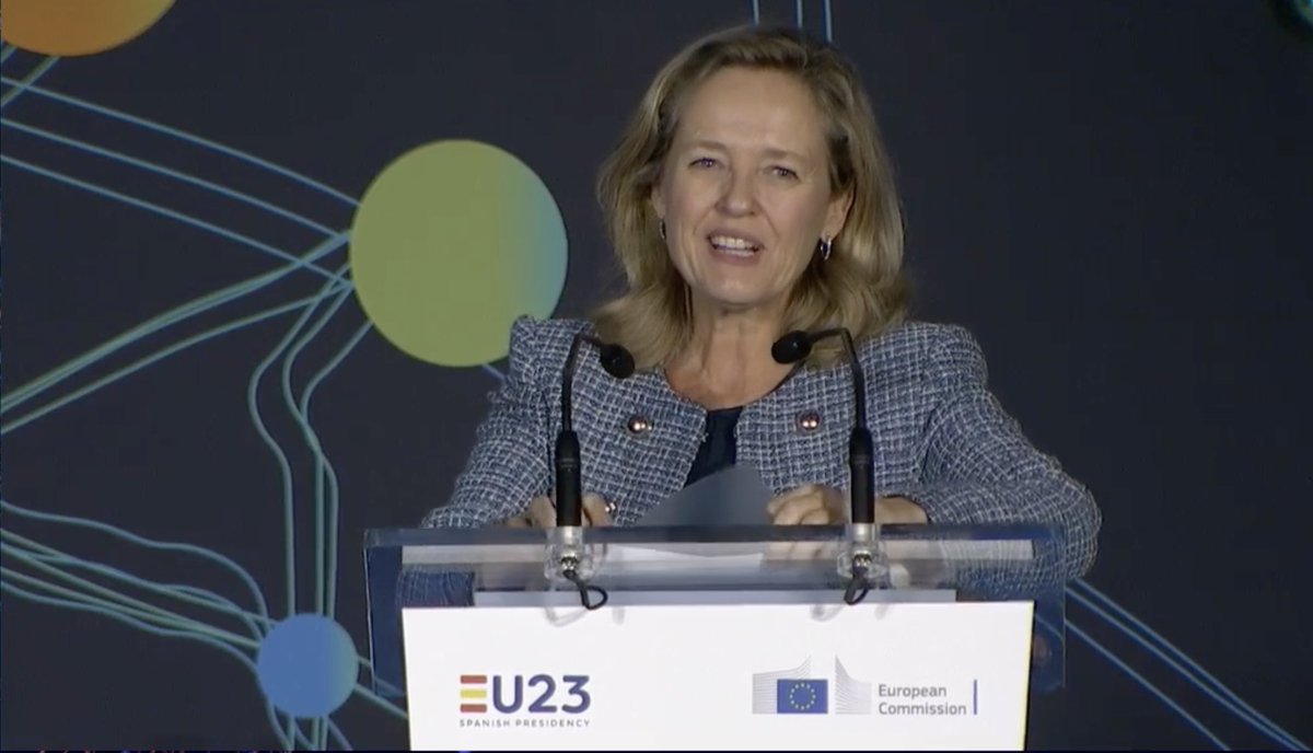 Whether #EU-developments in #AI will turn out for the good remains an open question. But <a href="/NadiaCalvino/">Nadia Calviño</a>, Spanish Vice-President and Minister for Economy &amp; Digitalisation (<a href="/_minecogob/">Economía, Comercio y Empresa</a>), concluded #SEMIC2023🎇by stating she is confident #Europe will have the strength to make it so.