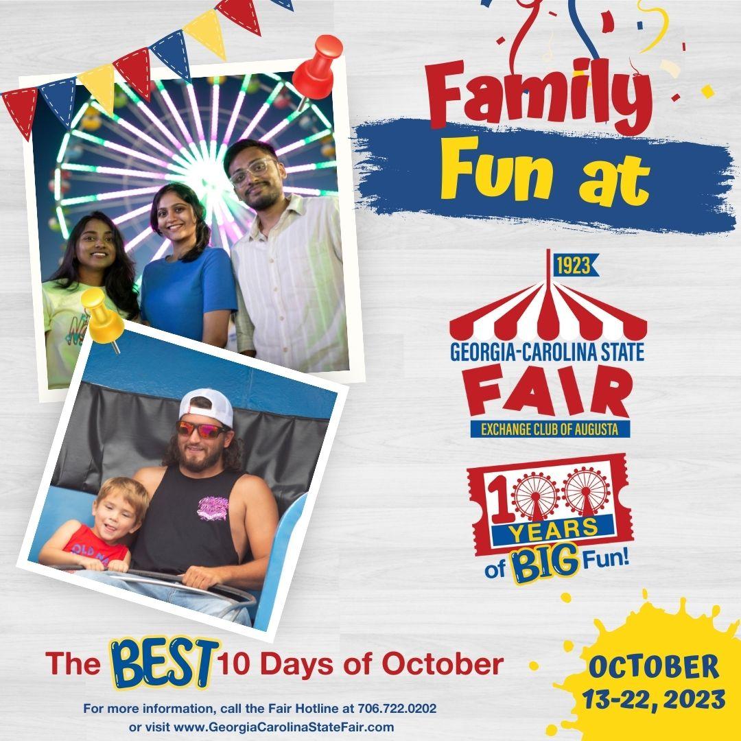 It’s the Best 10 Days of October!  There’s BIG FUN for the whole family at the Georgia-Carolina State Fair 🎡🎢🎠

#GeorgiaCarolinaStateFair #itstimeforbigfunagain2023 #thebest10daysofoctober #GCSF #GCSF2023 #exchangeclubofaugusta #plantidcontest #100yearsofBEST