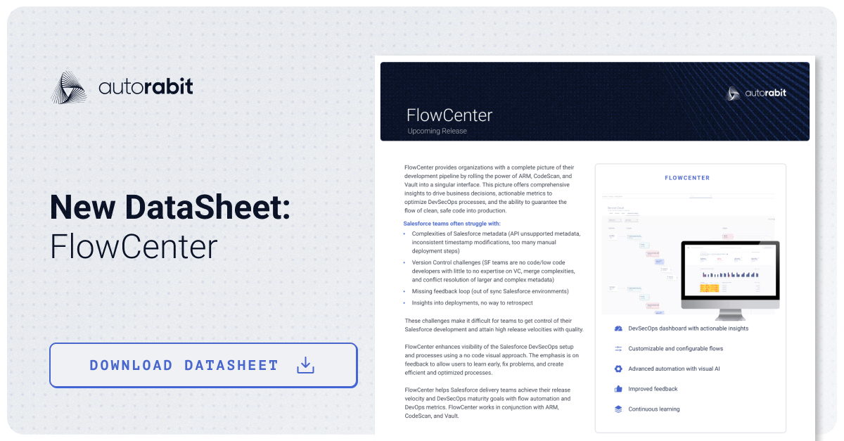 autorabit's tweet image. Revolutionize your #DevSecOps with #FlowCenter! The unified interface rolls ARM, CodeScan, &amp;amp; Vault into one place for crystal clear insights. Drive business decisions, optimize processes, and ensure clean, safe code flow to production. 

Learn more: bit.ly/3t0KDOT