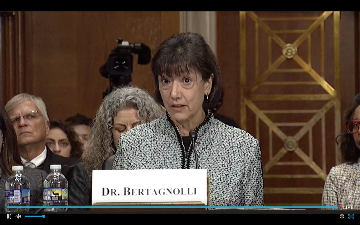 During @NIH Dir confirmation hearing fmr. ASCO President/@TheNCI Dir Dr. Monica Bertagnolli told Senate HELP members she looks fwd to 'partnering with Congress & others to advance discovery & apply the results of our research to better the lives of every American.' #ASCOAdvocacy