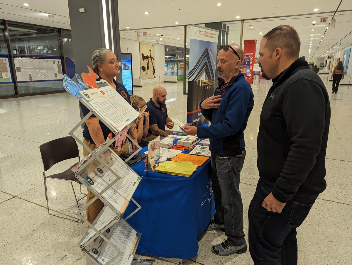 NYSITS's tweet photo. The ITS Chief Information Security Office (CISO) team is at Albany’s Empire State Plaza @PlazaEvents to share tips on staying safe online. They will be here until 2 p.m. If you’re heading to the Farmer’s Market, or just want to learn more about #cybersecurity, be sure to stop by! https://t.co/ucsqdvGt8X
