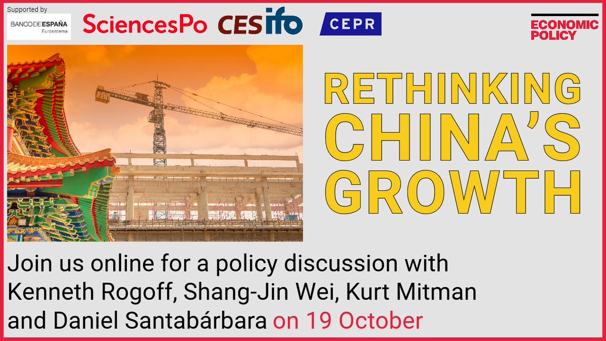 cepr_org's tweet image. The invited policy session of the 78th #EconomicPolicy panel meeting (19-20 Oct) will feature @krogoff @HarvardEcon presenting new evidence of China’s heavy reliance on real estate &amp;amp; infrastructure as a central part of its economic growth.
Register here: ow.ly/ftlJ50PYfAn