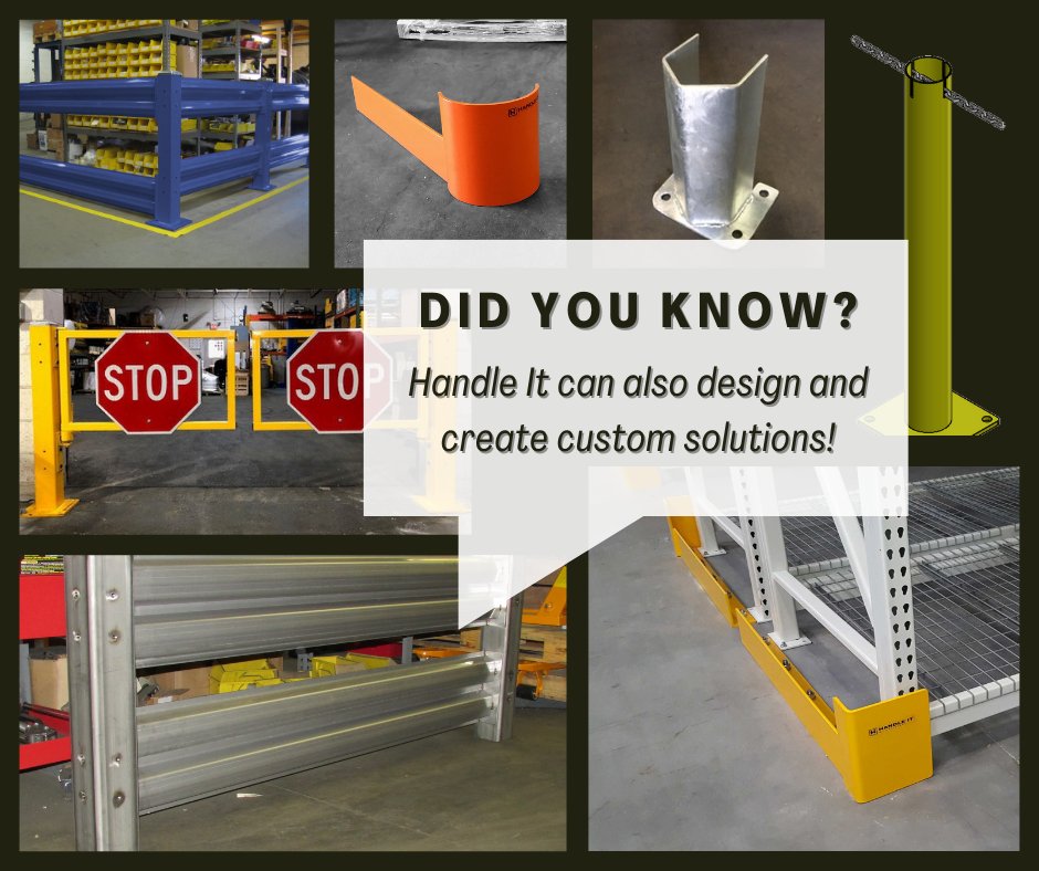 HandleItInc's tweet photo. There are situations where a standard guard won't work; or your customer has a specific color scheme in their warehouse! Handle It, Inc. is able to offer custom items to fit your needs.
Contact sales@handleitinc.com for a consultation!
*subject to min qty and/or paint charges https://t.co/zqgv6KocXP