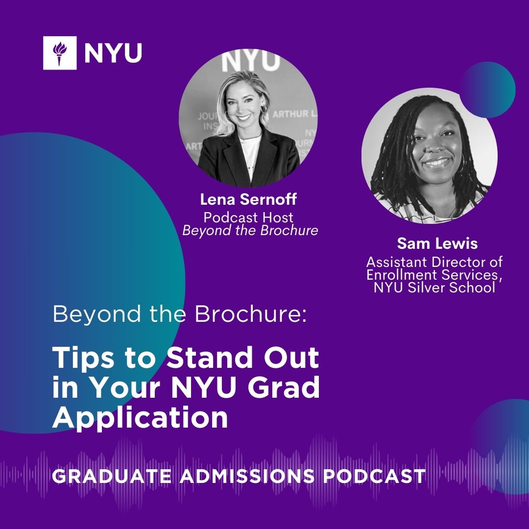 NYUGradAdm's tweet photo. 🎙️Join us in our newest podcast episode as @lenasernoff chats with Sam Lewis, the Assistant Director of Enrollment Services at the NYU Silver School of Social Work. Discover the strategies that will make your NYU grad application stand out: https://t.co/946azHjwHW https://t.co/jRlwKg9VIY