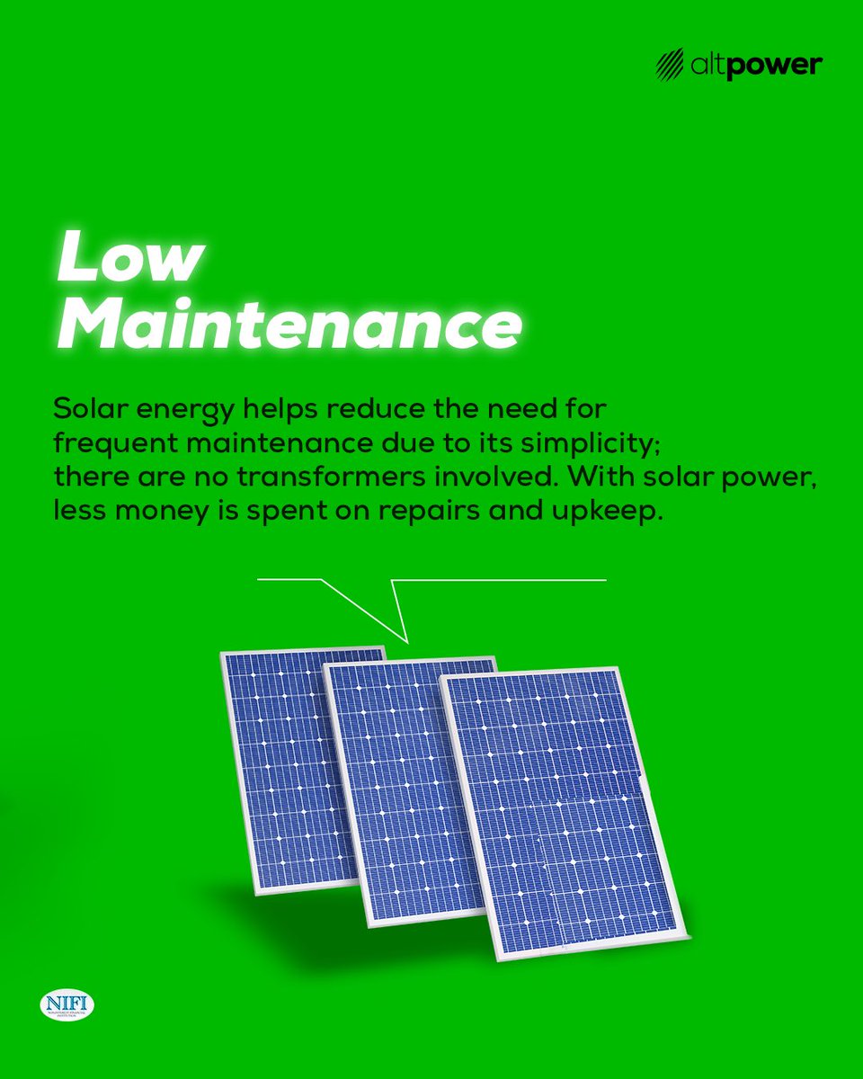 altpowerng's tweet photo. Going solar enhances both indoor and outdoor living. We've compiled compelling reasons why it's better with solar.
We hope this knowledge helps you make that important decision.
Enjoy the read βΊοΈ
#AltPower #Electricity #SolarEnergy #PowerSupply
#RenewableEnergy #EnergyCompany #BelnCharge