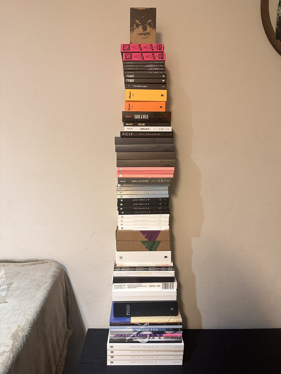 billibeez's tweet photo. every bts album i own stacked by size https://t.co/eyblpMP5wO