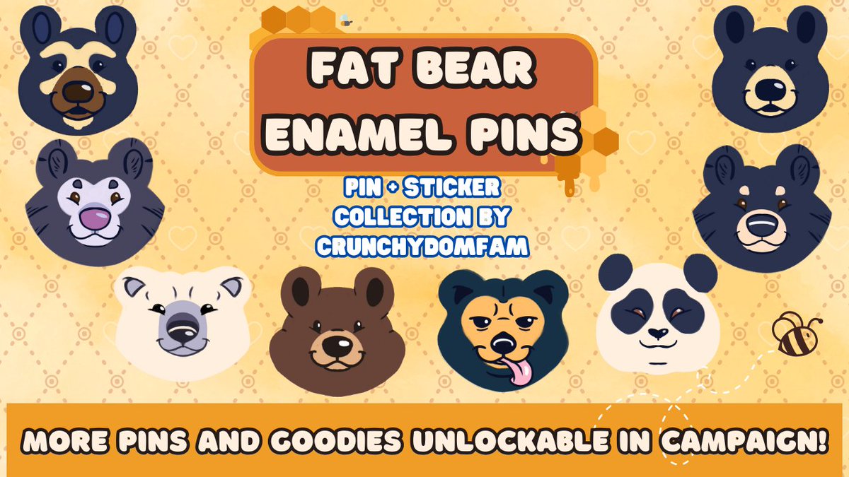 I'm happy to announce that the Fat Bears almost here! 🐻🐼🐻‍❄️ A collection of Enamel pins and Stickers done by yours truly. There's lots of goodies to unlock! 

Their Kickstarter launches 10/31 ! No trick, so be sure to treat yourself! 🎃

Link is in the bio!