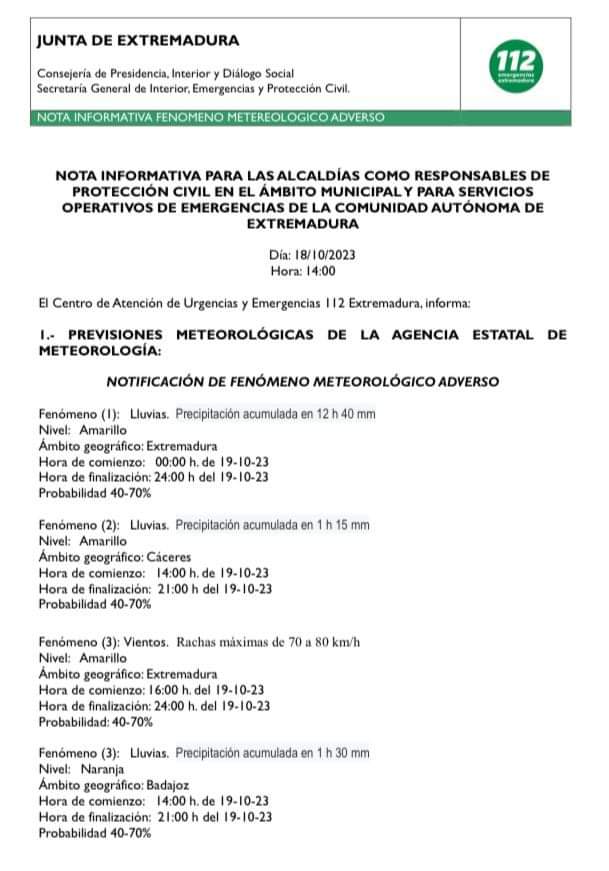 ⚠️🌧🌬 ATENCIÓN: ALERTA METEOROLÓGICA