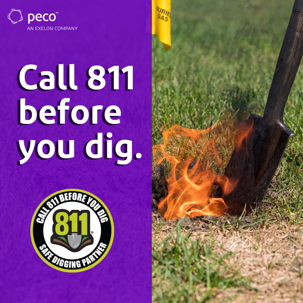 PECOconnect's tweet image. Do you have a home project coming up? Know what&apos;s below before you dig. #Call811 #SafeDigging #NaturalGas
